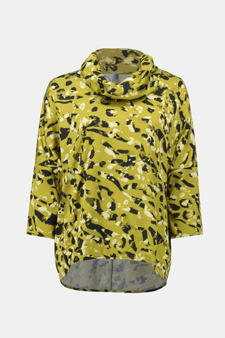 Joseph Ribkoff Satin Animal Print Top Green Black - MMJs Fashion
