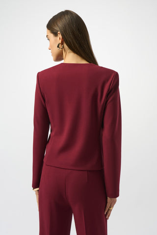 Joseph Ribkoff Scuba Crepe Boxy Jacket Burgundy - MMJs Fashion