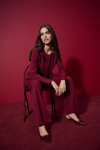 Joseph Ribkoff Scuba Crepe Boxy Jacket Burgundy - MMJs Fashion