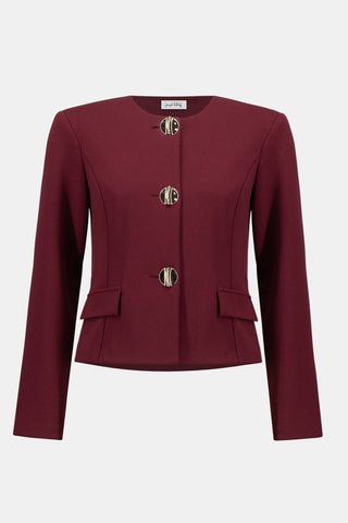 Joseph Ribkoff Scuba Crepe Boxy Jacket Burgundy - MMJs Fashion