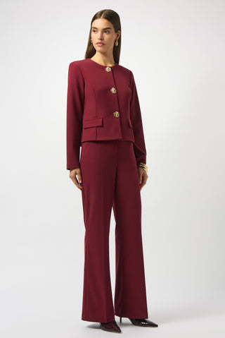 Joseph Ribkoff Scuba Crepe Boxy Jacket Burgundy - MMJs Fashion