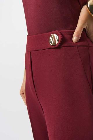 Joseph Ribkoff Scuba Crepe Wide Leg Trousers Burgundy - MMJs Fashion