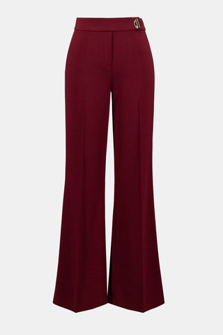 Joseph Ribkoff Scuba Crepe Wide Leg Trousers Burgundy - MMJs Fashion