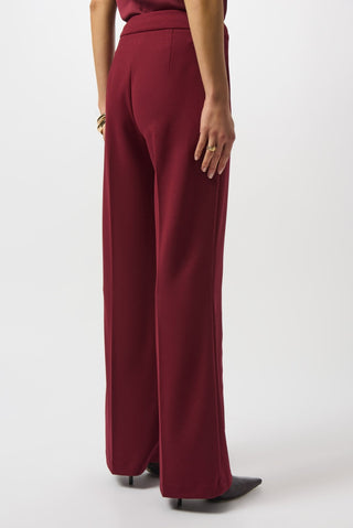 Joseph Ribkoff Scuba Crepe Wide Leg Trousers Burgundy - MMJs Fashion