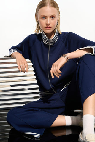 Joseph Ribkoff Scuba Jersey Jacket Navy Blue - MMJs Fashion