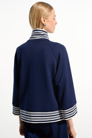 Joseph Ribkoff Scuba Jersey Jacket Navy Blue - MMJs Fashion