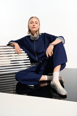 Joseph Ribkoff Scuba Jersey Pull - On Culotte Trousers Blue - MMJs Fashion