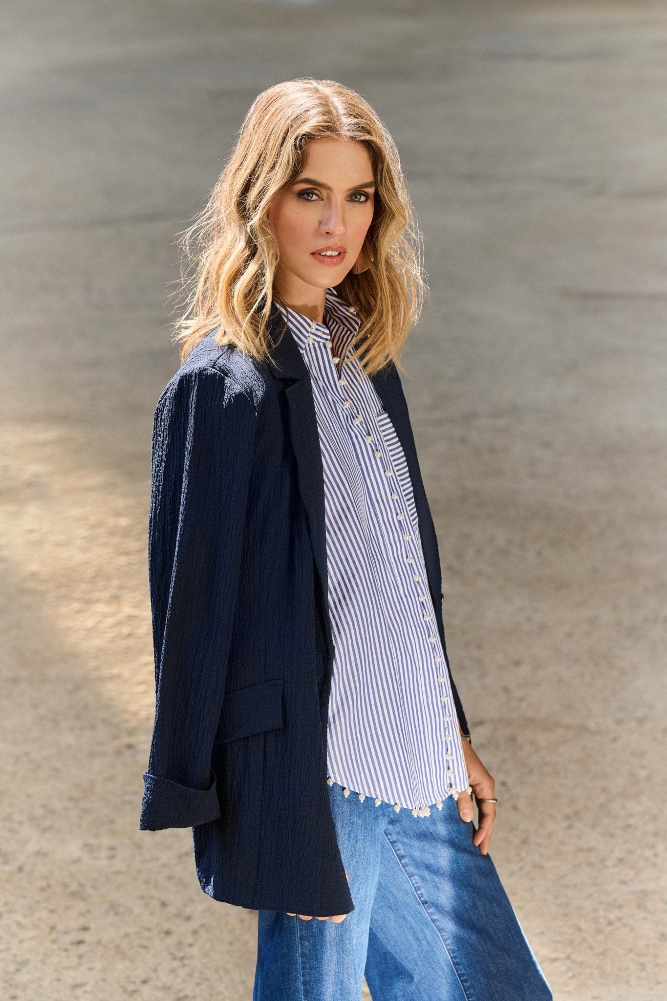 WE Fashion Jerseyjurk - navy blue/gemêleerd donkerblauw WE Fashion Jerseyjurk - navy blue/gemêleerd donkerblauw