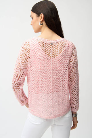 Joseph Ribkoff Sequin Chevron Pattern Jumper Pink - MMJs Fashion