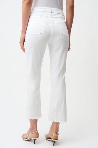 Joseph Ribkoff Straight Crop Jeans With Rhinestones White - MMJs Fashion