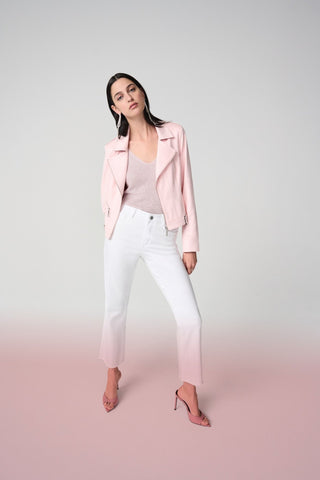 Joseph Ribkoff Straight Crop Jeans With Rhinestones White - MMJs Fashion