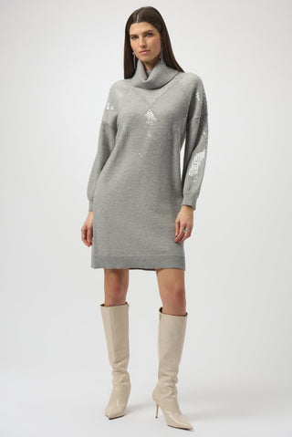 Joseph Ribkoff Straight Fit Sequin Jumper Dress Grey - MMJs Fashion