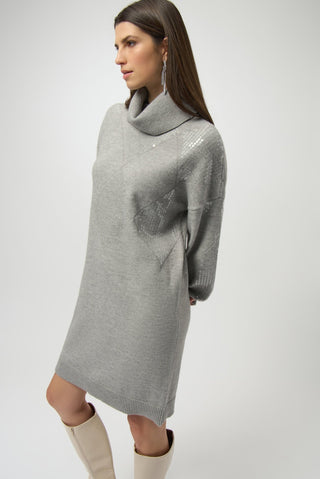 Joseph Ribkoff Straight Fit Sequin Jumper Dress Grey - MMJs Fashion