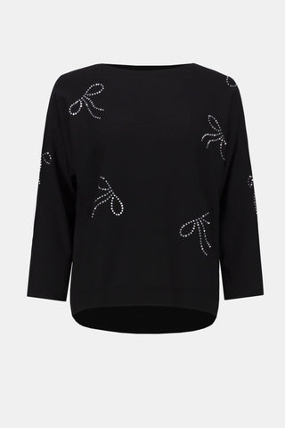 Joseph Ribkoff Stud Bow Detail Jumper Black - MMJs Fashion