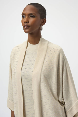 Joseph Ribkoff Stud Detail Cardigan Cover Up Beige - MMJs Fashion