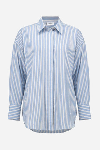 Joseph Ribkoff Studded Stripe Boxy Blouse Blue - MMJs Fashion