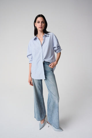 Joseph Ribkoff Studded Stripe Boxy Blouse Blue - MMJs Fashion