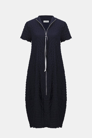 Joseph Ribkoff Textured Knit Cocoon Dress Navy Blue - MMJs Fashion