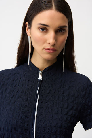 Joseph Ribkoff Textured Knit Cocoon Dress Navy Blue - MMJs Fashion