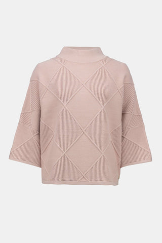 Joseph Ribkoff Textured Knit Mock Neck Jumper Pink - MMJs Fashion