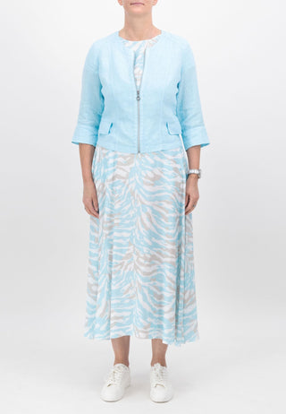 Just White Linen Jacket in Aqua Blue - MMJs Fashion