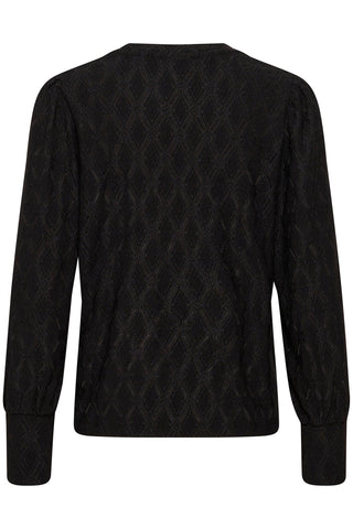 Kaffe Balloon Sleeve Openwork Top Black Tine - MMJs Fashion