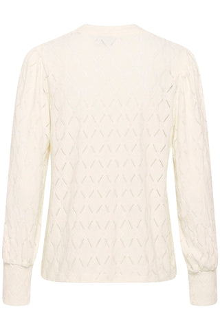 Kaffe Balloon Sleeve Openwork Top Ivory Tine - MMJs Fashion