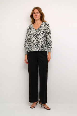 Kaffe Black & Ivory Graphic Print Blouse Dagmar - MMJs Fashion