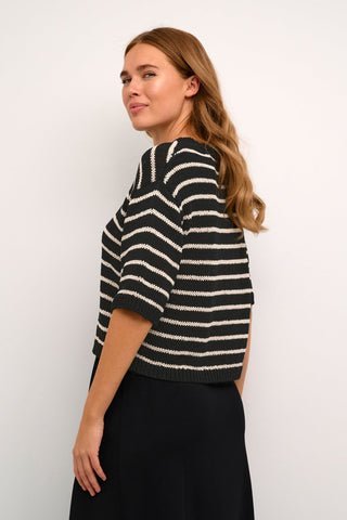Kaffe Black & Ivory Stripe Jumper Ysabel - MMJs Fashion
