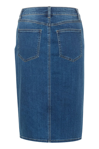 Kaffe Blue Denim Knee Length Skirt Carla - MMJs Fashion
