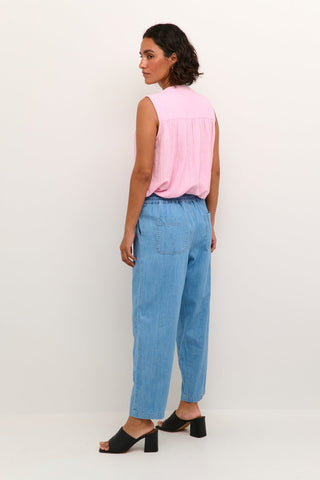 Kaffe Chambray Drawstring Trousers Blue Louise - MMJs Fashion