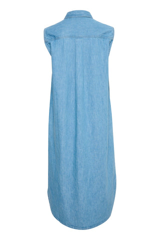 Kaffe Chambray Sleeveless Shirt Dress Blue Louise - MMJs Fashion