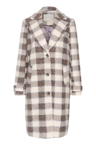Kaffe Check Coat Grey Beige Elena - MMJs Fashion