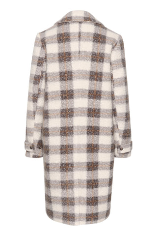 Kaffe Check Coat Grey Beige Elena - MMJs Fashion