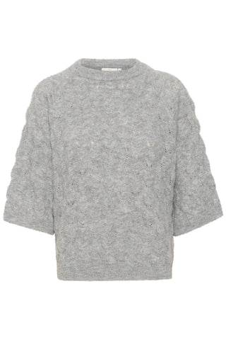 Kaffe Grey Melange Short Sleeve Jumper Malene - MMJs Fashion