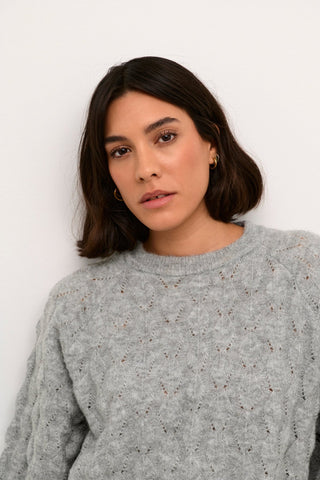 Kaffe Grey Melange Short Sleeve Jumper Malene - MMJs Fashion