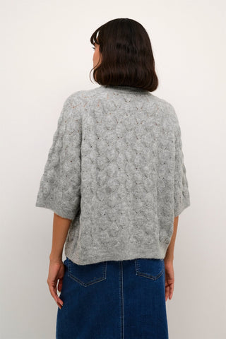 Kaffe Grey Melange Short Sleeve Jumper Malene - MMJs Fashion