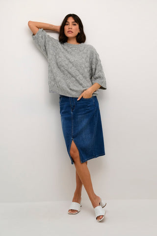 Kaffe Grey Melange Short Sleeve Jumper Malene - MMJs Fashion