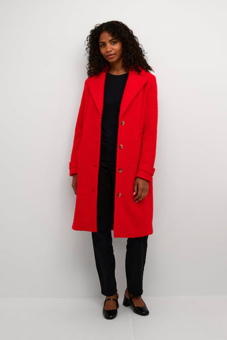 Kaffe Knee Length Coat Red Anne - MMJs Fashion