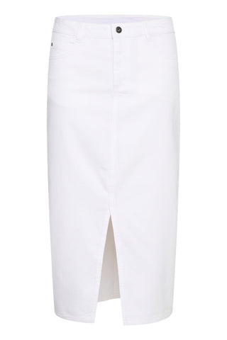 Kaffe Knee Length Denim Skirt Ivory Zelina - MMJs Fashion