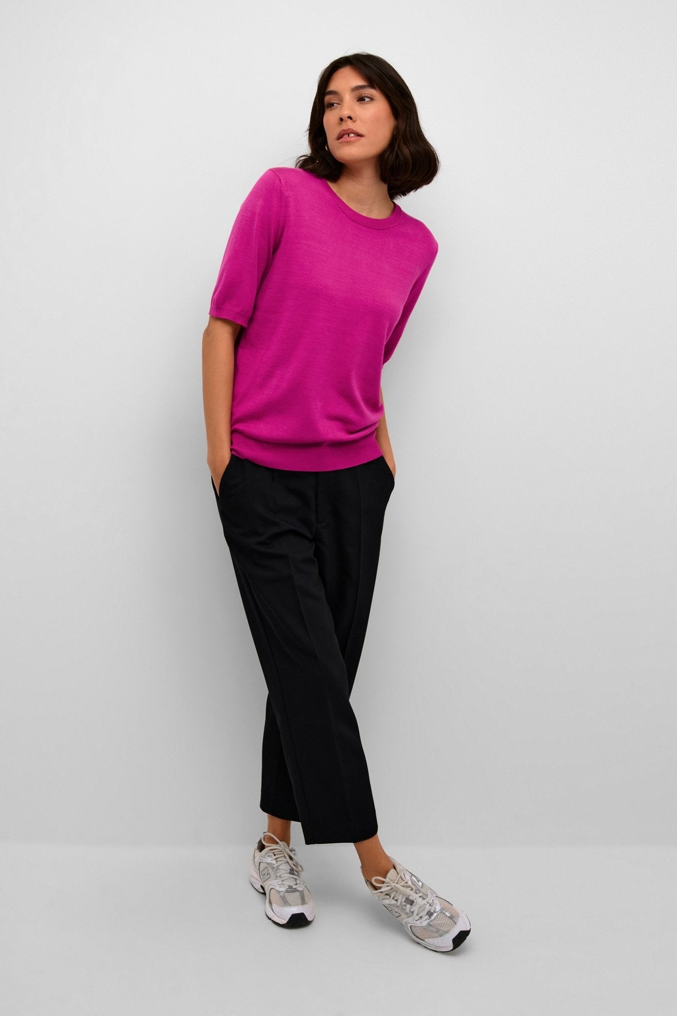 Kaffe Short Sleeve Jumper Pink Lizza