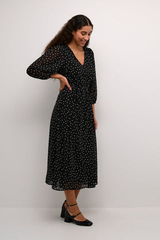 Kaffe Polka Dot Dress Black White Sally - MMJs Fashion