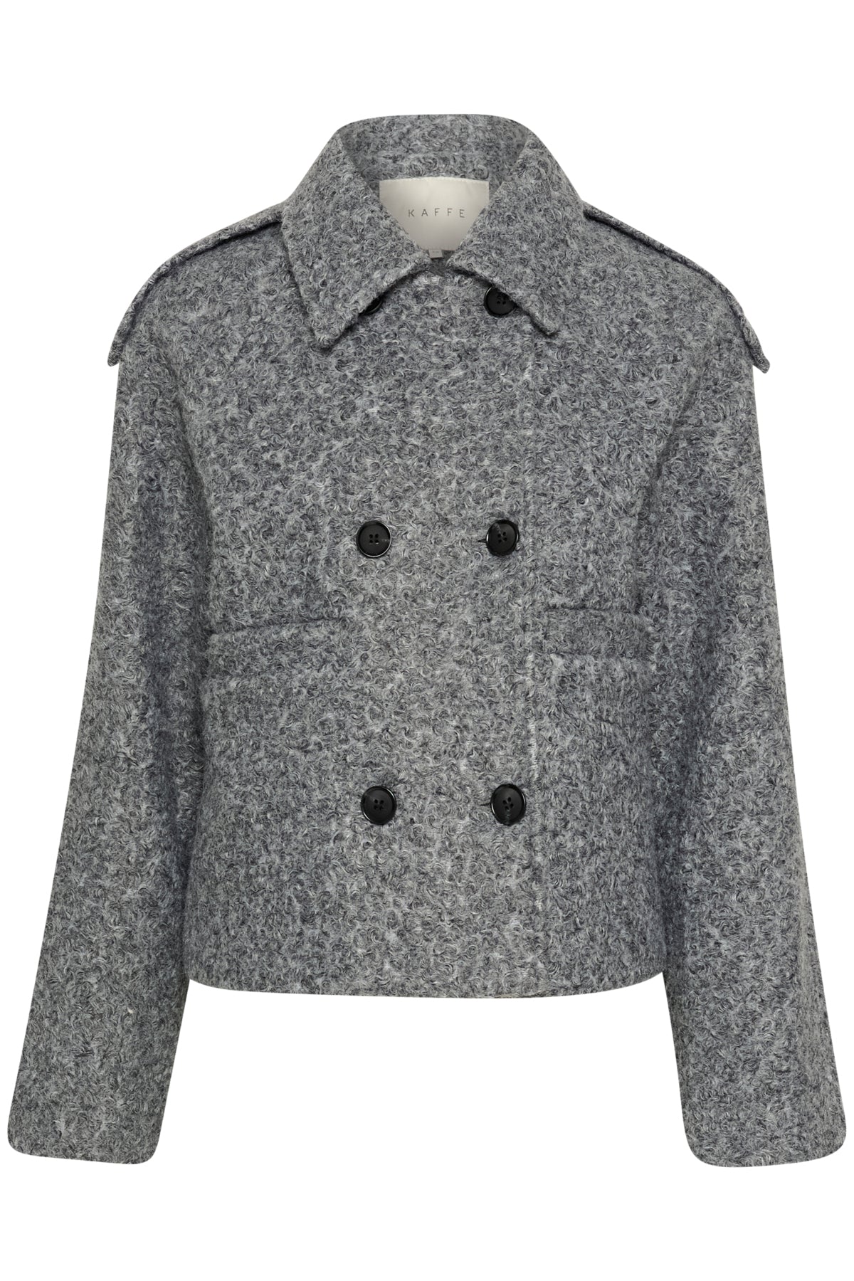 Kaffe Short Double Breasted Jacket Grey Melange Tory