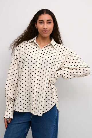 Kaffe Spotted Blouse Ivory and Black Oscarna - MMJs Fashion