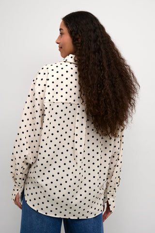 Kaffe Spotted Blouse Ivory and Black Oscarna - MMJs Fashion