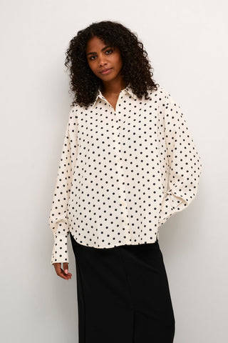 Kaffe Spotted Blouse Ivory and Black Oscarna - MMJs Fashion