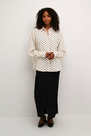 Kaffe Spotted Blouse Ivory and Black Oscarna - MMJs Fashion