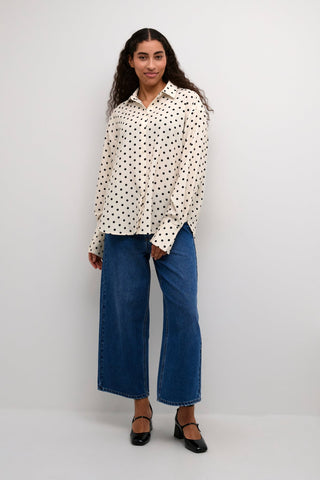 Kaffe Spotted Blouse Ivory and Black Oscarna - MMJs Fashion