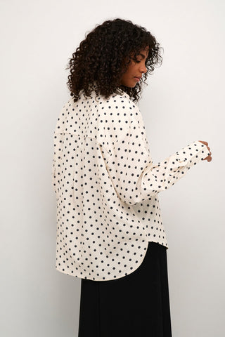 Kaffe Spotted Blouse Ivory and Black Oscarna - MMJs Fashion