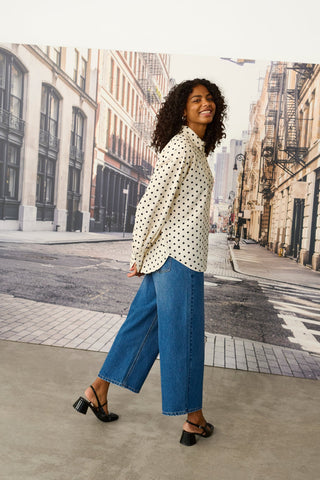 Kaffe Spotted Blouse Ivory and Black Oscarna - MMJs Fashion